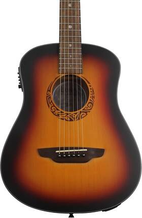 Luna 445013860877 Guitars Safari Tribal 6 String Acoustic/electric Guitar Right Tobacco Sun