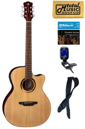 Luna 683609910613 Wabi E Gc Sabi Grand Concert Solid-top A/e Guitar Bundle