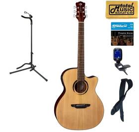 Luna 683609910620 Wabi E Gc Sabi Grand Concert Solid-top A/e Guitar Stand Bundle