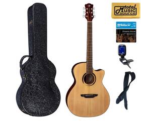 Luna 683609910651 Wabi E Gc Sabi Grand Concert Solid-top A/e Guitar Hard Case Bundle