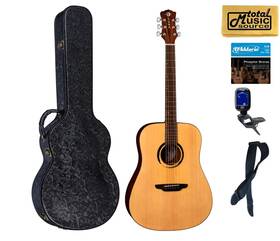 Luna 683609910743 Wabi D Sabi Dreadnought Solid-top Acoustic Guitar Hard Case Bundle