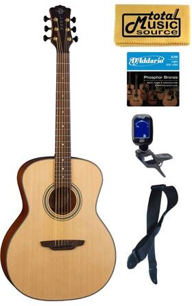 Luna 683609911252 Art Recorder Acoustic Guitar Concert Natural Finish Bundle