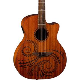 Luna 810036852159 Gypsy Tattoo Mahogany Acoustic-electric Grand Concert Guitar Satin Natural