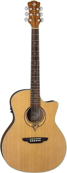 Luna 814064028975 Heartsong Grand Concert Acoustic Electric Guitar With Usb Plugin Song Gc