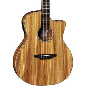 Luna 818896022613 High Tide Exotic Wood Cutaway Grand Concert A/e Guitar Zebrawood