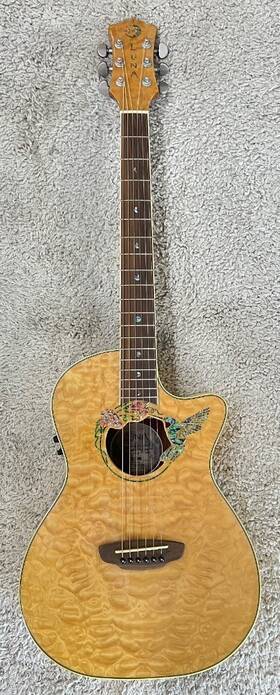 Luna 819998116149 Fauna Hummingbird Parlor Size Natural Finish Acoustic/electric Guitar
