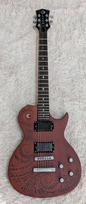 Luna 819998167547 Apl Tat Apollo Tattoo Electric Guitar With Wood Body And Satin Finish