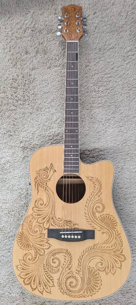 Dra6ondread Luna Hen Dra Spr Henna Dragon Spruce &mahogany Acoustic Electric Cutaway Guitar
