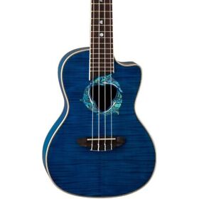 Luna Guitars Dolphin Concert Acoustic-elec Ukulele Transparent Blue Flame Maple