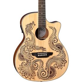 Luna Guitars Henna Dragon Select Spruce Acoustic Electric Guitar Satin Natural