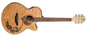 Luna Model Flo Rse Flora Rose Quilt Maple Acoustic Electric Cutaway Guitar