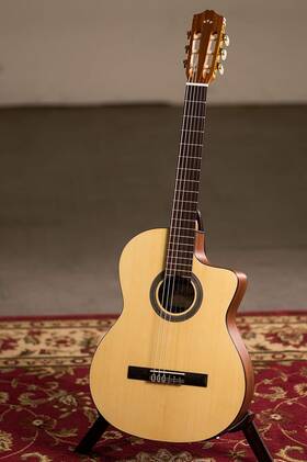 C1m-ce Music Group 744110743128 Acoustic-electric Cutaway Nylon String Classical Guitar Natural Prot