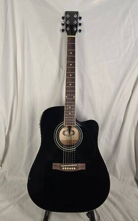 Ny-drw977ceq New York Pro Acoustic-electric Dreadnought Guitar Black Finish Nos With Case