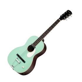 Orangewood 810002953415 Juniper Live Rubber Bridge Parlor Guitar With Rail Pickup Surf Green