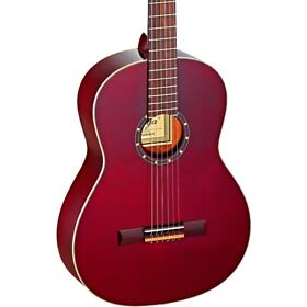 R131sn-wr Ortega Family Series Pro R131snwr Slim Neck Classical Guitar Trans Wine Red