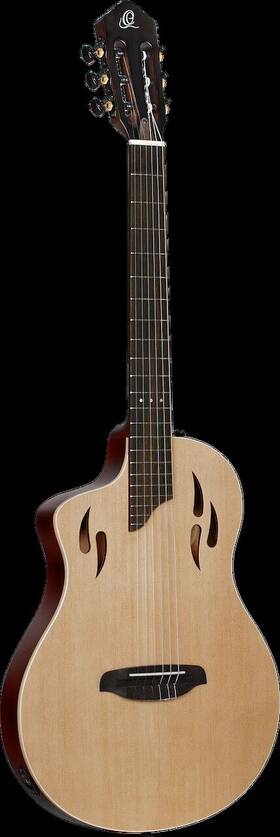 Ortega Guitars 842960186147 Tourplayer Series Left-handed Thinline Crossover Electric Nylo