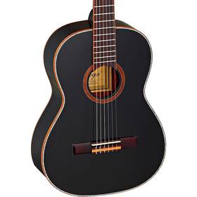R221bk-7 Ortega R221bk-7/8 Family Series 7/8 Size Classical Guitar Gloss Black 0.875