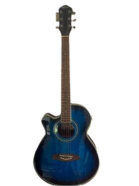 Oscar Schmidt 801128572536 Acoustic Electric Guitar Transparent Blue 6 String Left