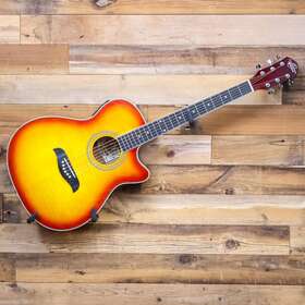 Oscar Schmidt 801128978277 Open Box Oace Auditorium Acoustic Electric Guitar Cherry Sunburst