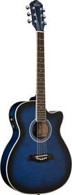 Oscar Schmidt Oaceftbl Transparent Blue Auditorium Acoustic Electric Guitar