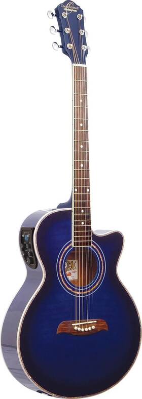 Og10ceftbl-a Oscar Schmidt Folk Cutaway Acoustic Electric Guitar. Flame Trans
