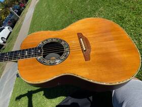 1619-4 Ovation 1977 Acoustic Electric Guitar With Carved Bridge And Truss Cover