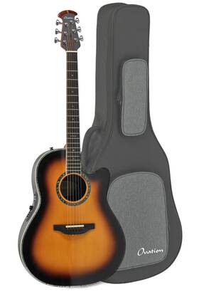 2762bl-hb-g Ovation Custom Balladeer Acoustic Electric Guitar - Honey Burst With Gig Bag