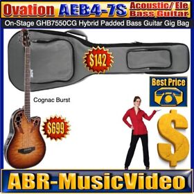 Ghb7550cg Ovation Ceb44x-7c Acoustic Elec Bass Guitar And On-stage Hybrid Case