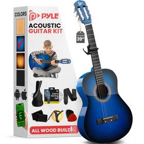 Pgacms90blu Pyle Classical Guitar Starter Kit - 39 Inch 4/4th Size Instrument Blue Gloss