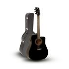 Ra-090 Ra090blkcase Rogue Dreadnought Cutaway Guitar Black With Road Runner Rrdwa Case