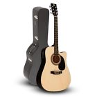 Ra-090 Ra090case Rogue Dreadnought Cutaway Guitar Natural With Road Runner Rrdwa Case