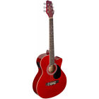 Sa20ce-red Stagg Full Size Cutaway Auditorium Style Acoustic Electric Guitar Red