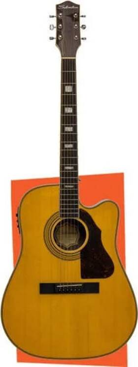 955cen Silvertone 955ce Dreadnought Electric Acoustic Guitar Gloss Natural Finish