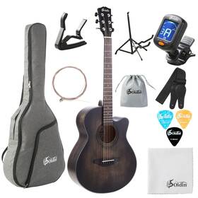 Sa4070bk Soldin 40 Inch Acoustic Guitar Premium Solid Spruce Top Cutaway Acustica Guitarra Bu