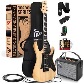 Pegkt781n Sound Around Pyle Prog Rock Eg Series Electric Guitar With Amp Kit 39 Inch Full Size Natural