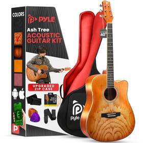 Pga480cbs Sound Around Pyle Steel String Acoustic Guitar Kit 41 Inch Full Size - Cherry Burst Matte