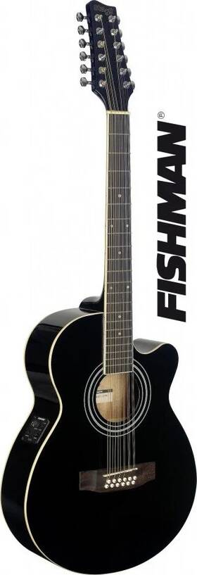 Sa40mjcfi Stagg Sa40mjcfi/12-bk Mini-jumbo Electro-acoustic Cutaway Concert Guitar With Fishman Preamp