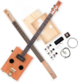 101512 Stew Mac Diy 3-string Fretted Acoustic Electric Cigar Box Guitar Kit