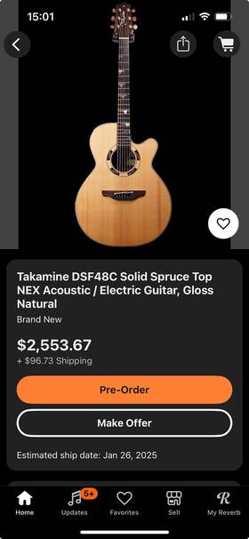 Dsf48c Takamine Acoustic / Electric Guitar