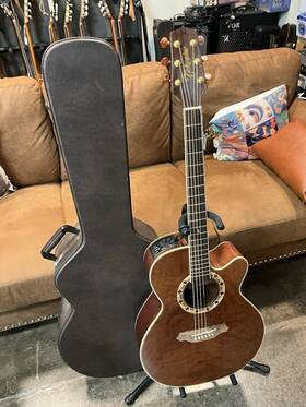 Ef508c Takamine Acoustic Electric Jumbo Guitar Japan 2001 In Cherry Stain With Case