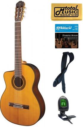 Gc5celh-nat Takamine Gc5celhnat Lefty Acoustic Electric Classical Cutaway Guitar Bundle