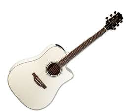 Takgd37cepw Takamine Gd37ce-pw G Series Cutaway A/e Guitar - Pearl White Used