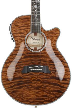 Taktsp100vt Takamine Thinline Tsp100vt Acoustic-electric Guitar - Quilted Maple Deep Red