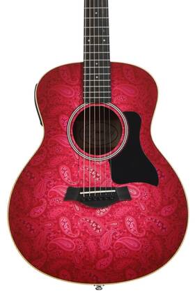 Hg04016017007931341-r0126 Taylor Gs Mini-e Special Edition Acoustic-electric Guitar - Fuchsia Pink Paisley