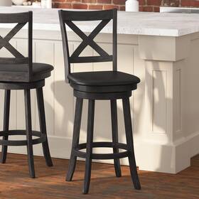 Ba-504433-taylh Taylor & Logan And Francis Classic Wooden Swivel Bar Stool In Gray Wash Walnut