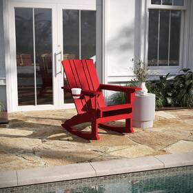 Ro-520227-taylh Taylor & Logan And Hedley Adirondack Rocking Chair With Cup Holder Weather Resis