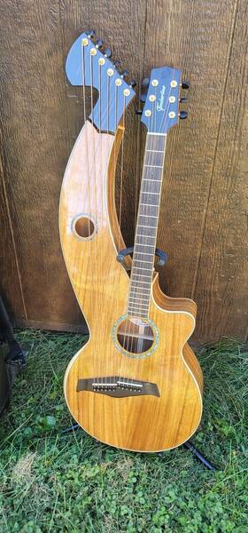 Timberline-t60hgc Timberline T60hgc Solid Tropical Acacia 12-string Cutaway Acoustic Harp Guitar