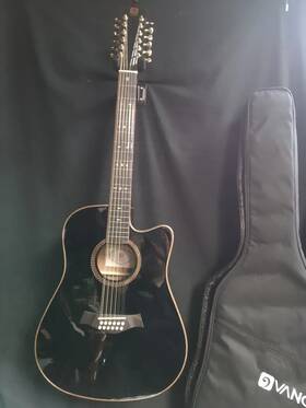 Dg120pro Vangoa 12 String Acoustic Electric Guitar - Black