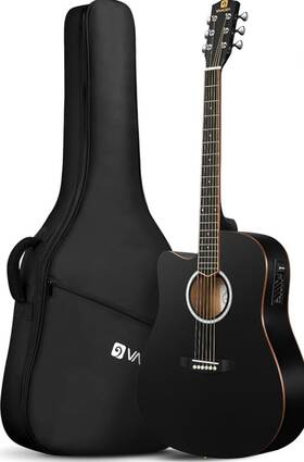 Vangoa Vgk-7545r Black Acoustic-electric Guitar With Gig Bag Strap