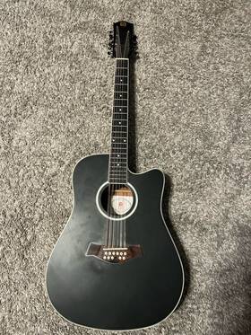 Vnp-8 Vangoa 12-string Acoustic-electric Dreadnought Guitar Black With Gig Bag